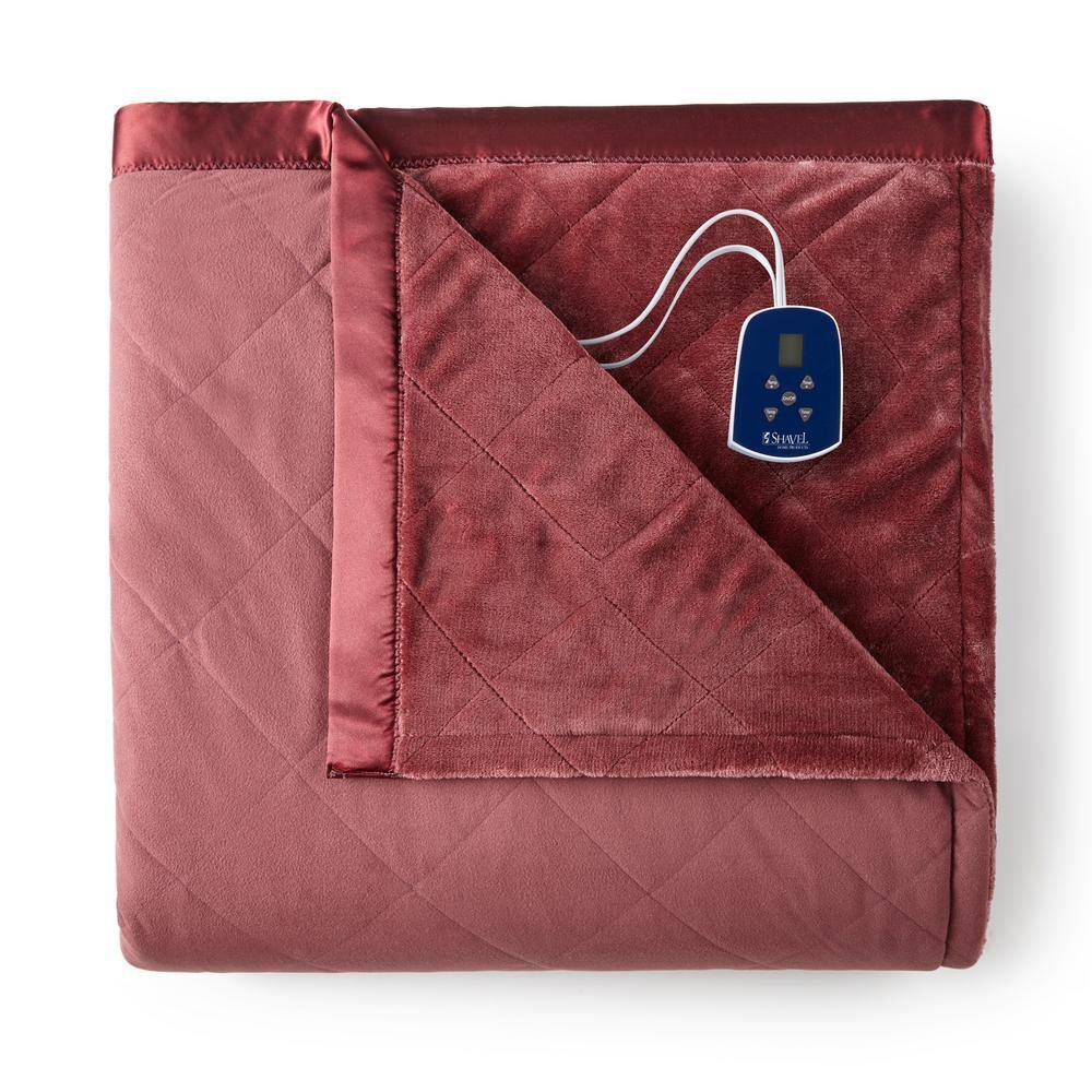 Gray Twin Micro Flannel Electric Heated Blanket with Satin Hem