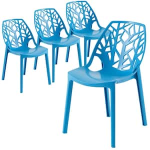 Cornelia Solid Blue Plastic Dining Chair Set of 4
