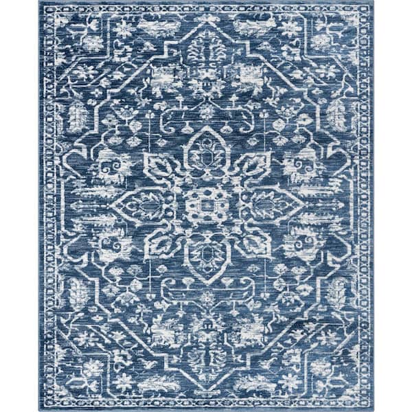 Well Woven Dazzle Disa Light Blue Vintage Bohemian Distressed Medallion Oriental 3 ft. 11 in. x 5 ft. 3 in. Accent Area Rug