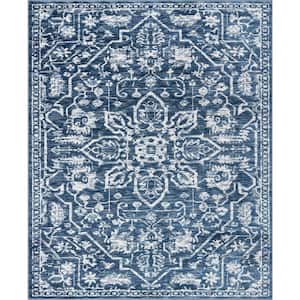 Dazzle Disa Light Blue Vintage Distressed Medallion Oriental 5 ft. 3 in. x 7 ft. 3 in. Area Rug