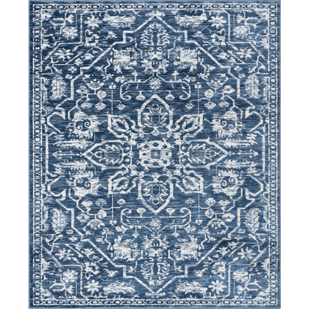 Dazzle Disa Light Blue Vintage Distressed Medallion Oriental 7 ft. 3 in. x 9 ft. 3 in. Area Rug -  Well Woven, DZ-06-6