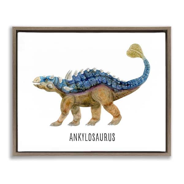 Stupell Industries Ankylosaurus Dinosaur Learning by Brett Blumenthal Brown Floater Frame Animal Graphic Art Print 25 in. x 31 in.