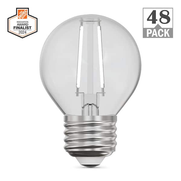 Feit Electric 60-Watt Equivalent G16.5 Globe Dimmable White Filament Clear E26 LED Vintage Edison LIght Bulb, True White 3500K 48-Pack
