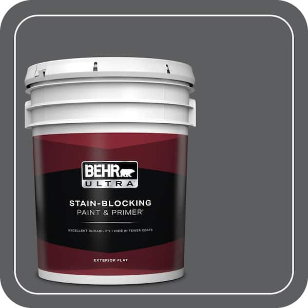 BEHR ULTRA 5 gal. #N500-6 Graphic Charcoal Flat Exterior Paint & Primer