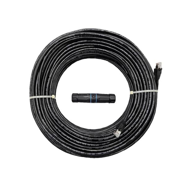 Micro Connectors, Inc 200 ft. Cat 6 Outdoor-Rated Shielded Ethernet Cable Kit with Waterproof Coupler in Black