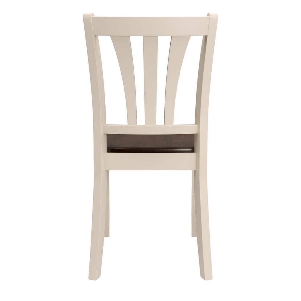 High Ladderback Cream and Brown Wood Side Chair Set