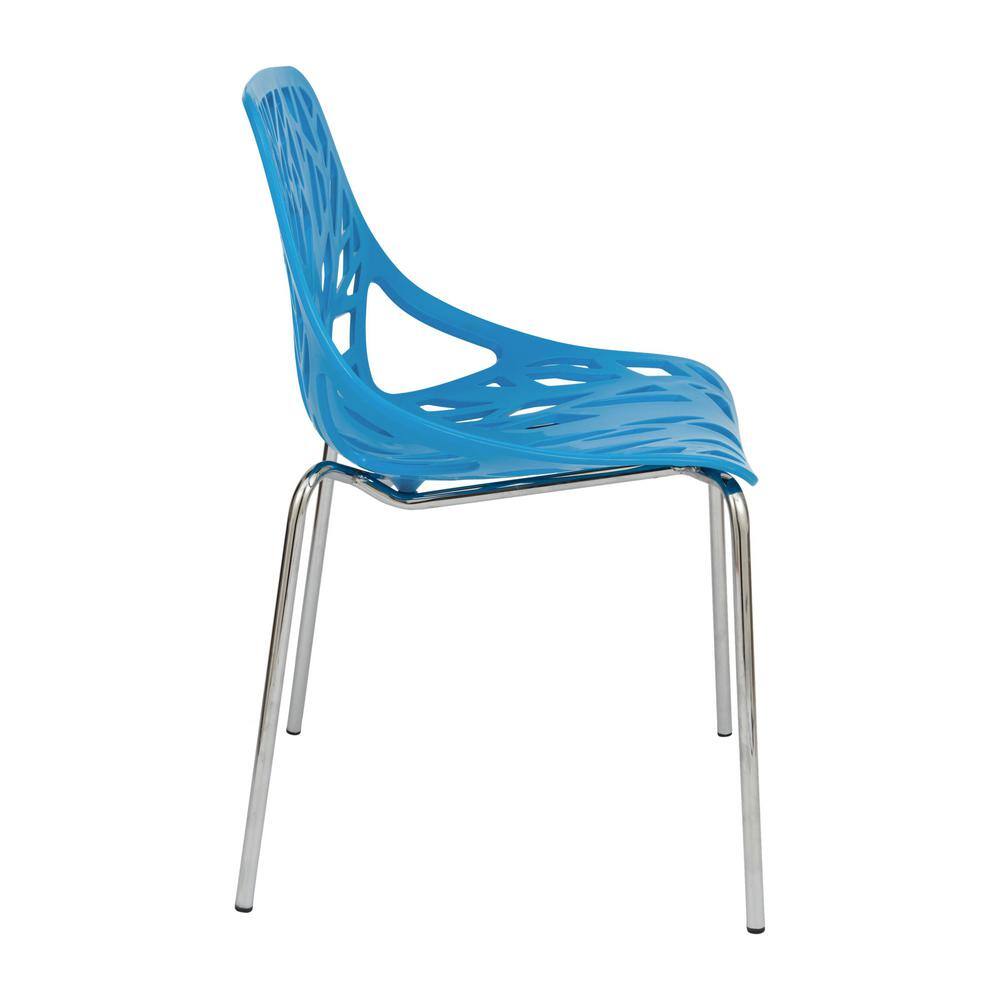 Asbury Chromed Metal Cut-Out Blue Side Chair