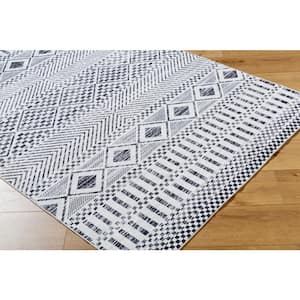 Lavable Black /White 4 ft. x 6 ft. Global Indoor Area Rug