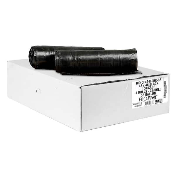 56 Gallon 2.0 MIL (equivalent) Black Heavy Duty Trash Bags with Bio Flex Technology - 43 in. x 46 in. - Pack of 100