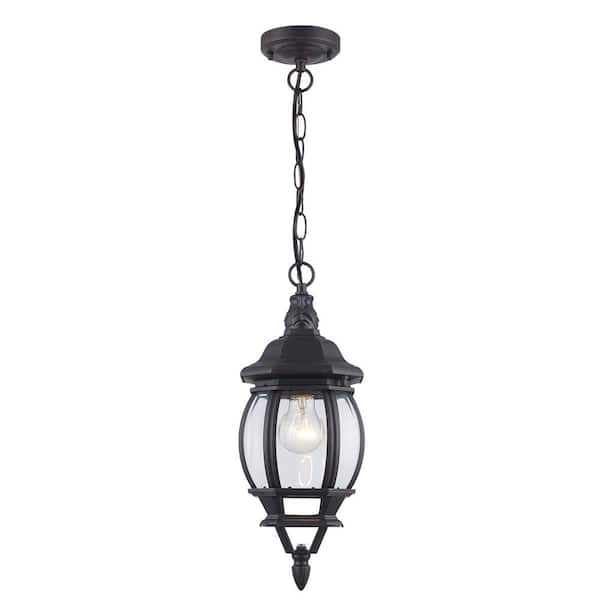 Parsons 1-Light Rust Hanging Outdoor Pendant Light Fixture with Clear Glass