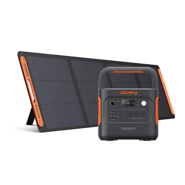 2200-Watt/4400W Peak Output Push Button Start Solar Generator 2000 v2 with 1pcs 200W Solar Panel Outdoors and Emergency