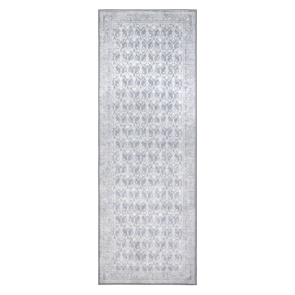 Eden 2 ft. X 6 ft. Gray Trellis Machine Washable Runner Rug