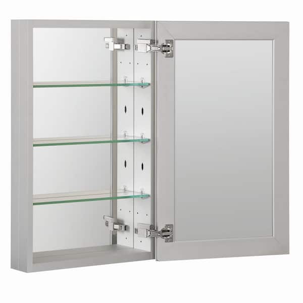 WELLFOR DH 19-in x 30-in Surface/Recessed Mount Black Mirrored Soft Close Medicine Cabinet
