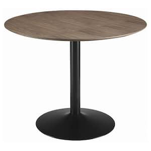 Cora Walnut and Black Wood Top Round Column Dining Table Seats 4