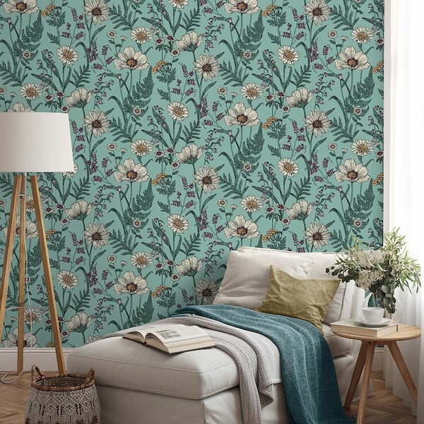 Arden Blue Wild Meadow Matte Non-pasted Paper Wallpaper