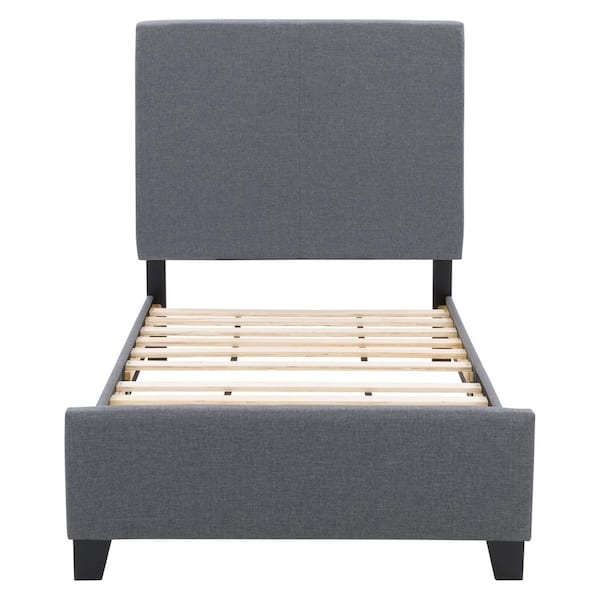 Juniper Grey Twin / Single Fabric Upholstered Panel Bed