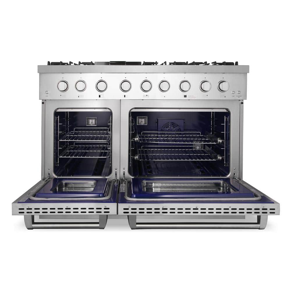 48 in. Stainless Steel Dual Fuel Range with Double Oven and Griddle