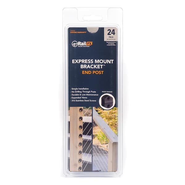 RAILFX RailFX Express Mount Bracket End Post Fitting for Cable Railing System 24-pack
