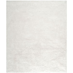 South Beach Shag Snow White 8 ft. x 10 ft. Solid Area Rug