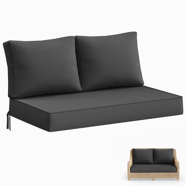 46 in. x 26 in. x 5 in. Outdoor Patio Replacement Loveseat Sofa Cushion Set with Backrest Grey