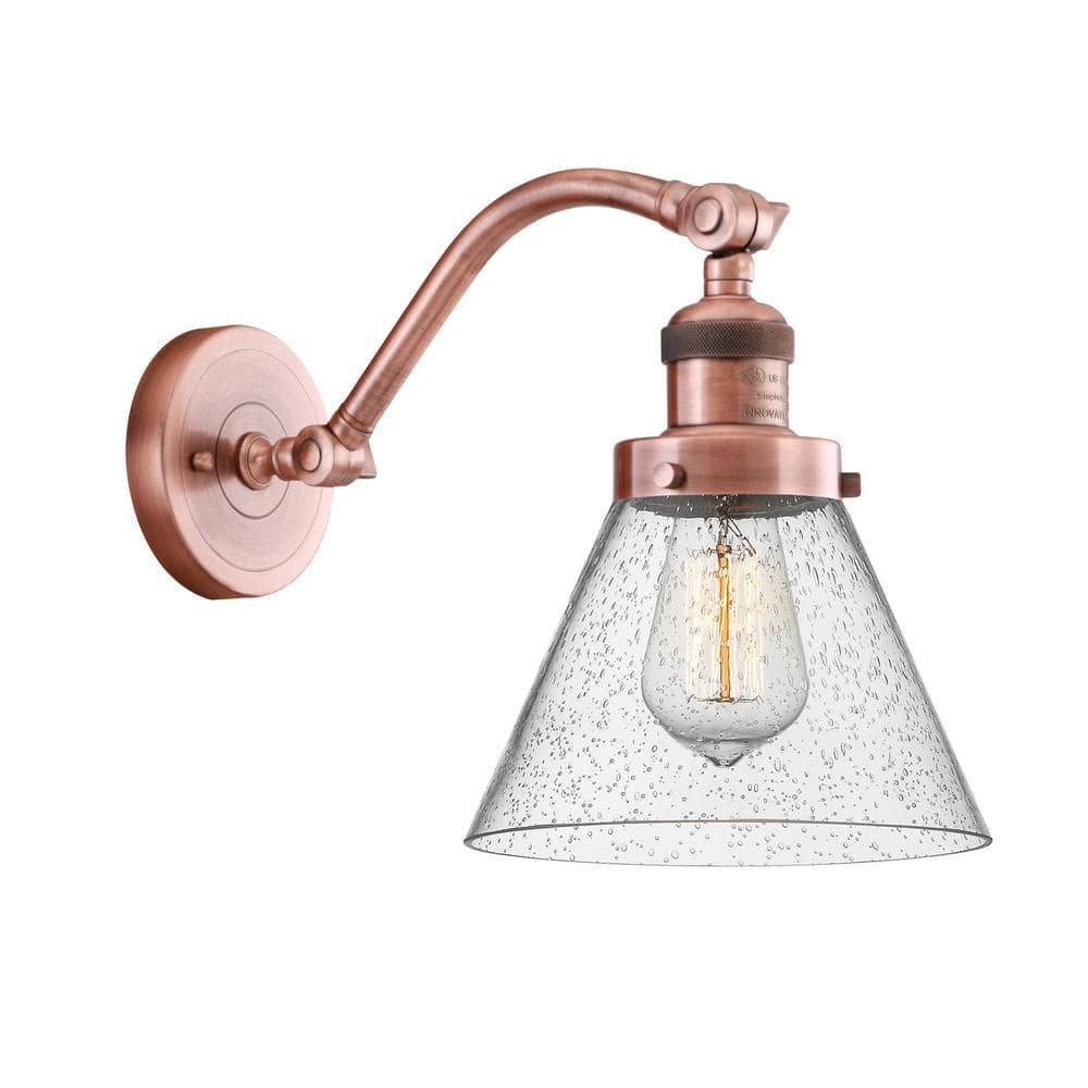 Cone 1-Light Seedy, Antique Copper Wall Sconce with Clear Glass Shade price history on PriceWatchPro