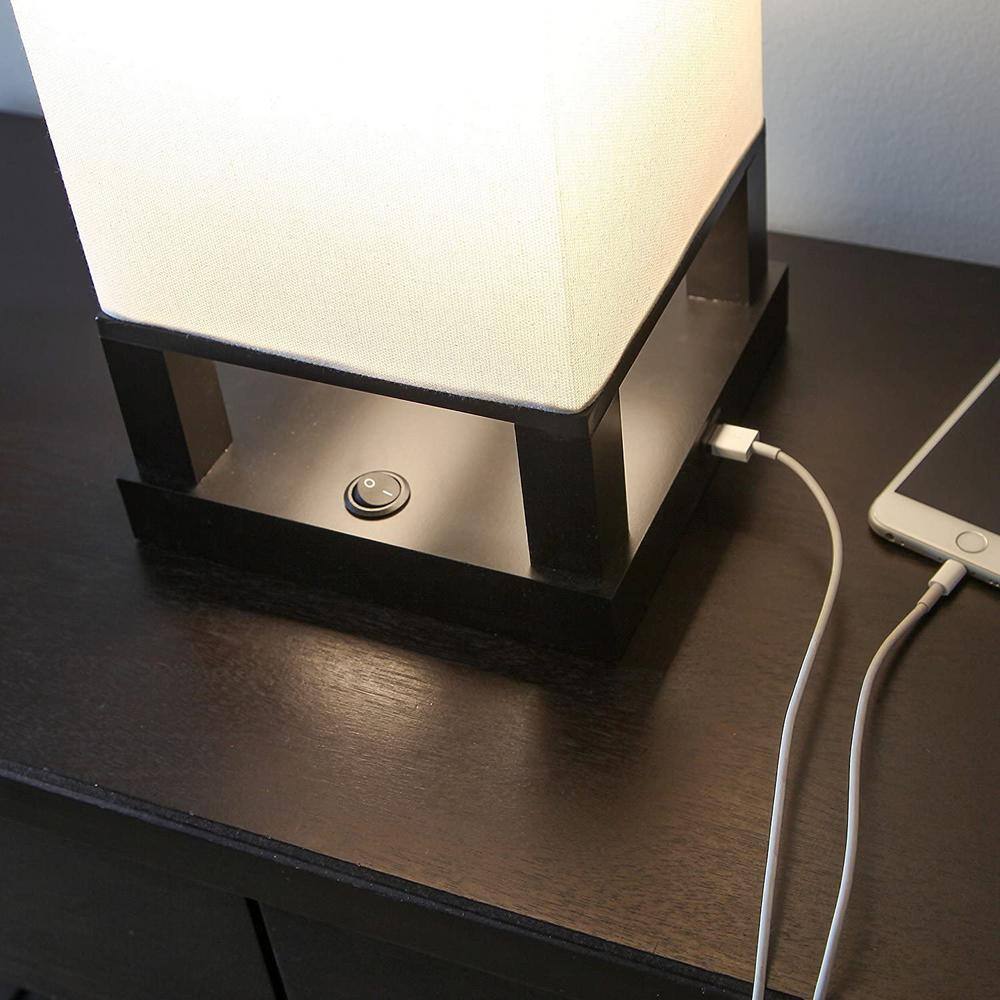 Classic Black Modern USB Charging Table Lamp