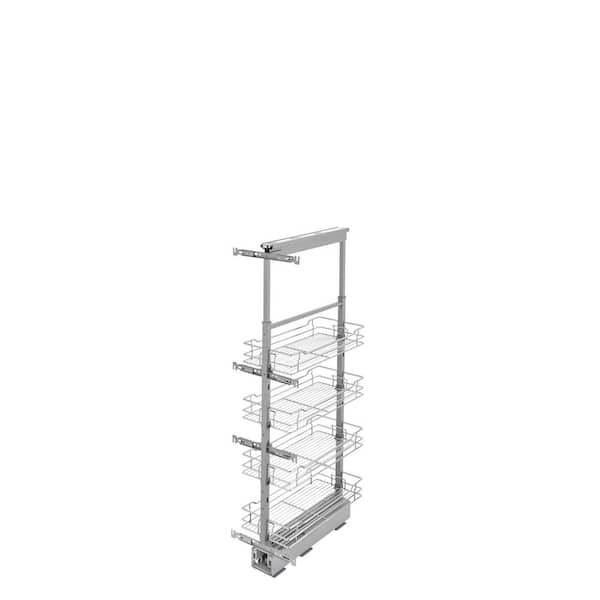 10 in. Chrome 4-Basket Pull-Out Pantry with Soft-Close Slides