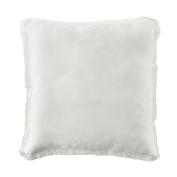 White 24 in. W x 24 in. L Faux Fur Square Shag Throw Pillow 507961GYH - The  Home Depot