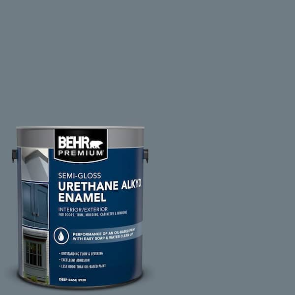 BEHR PREMIUM 1 gal. #N490-5 Charcoal Blue Urethane Alkyd Semi-Gloss Enamel Interior/Exterior Paint