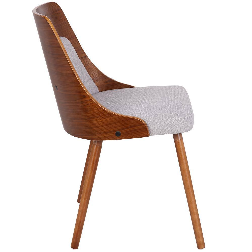 Scandinavian High Walnut & Grey Upholstered Wood Side Chair