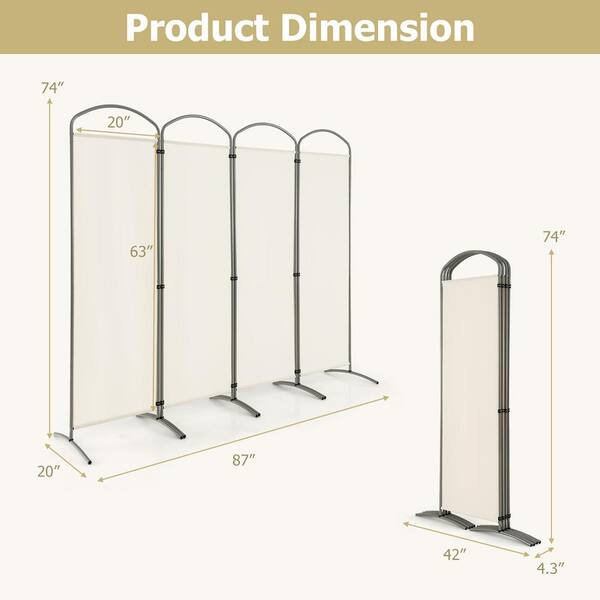 Costway 4 Panels Folding Room Divider 6 Ft Tall Fabric