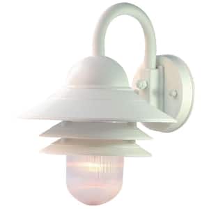 Mariner Collection 1-Light Textured White Outdoor Wall Lantern Sconce