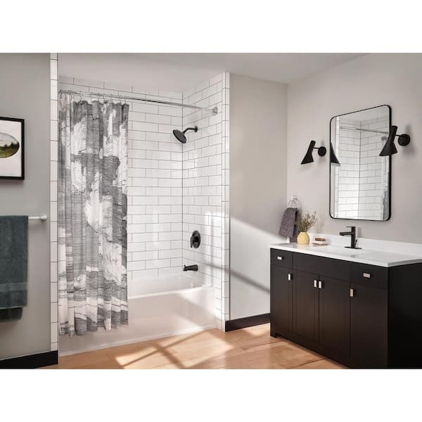 54 in. to 72 in. Stainless Steel Adjustable Double Curved Shower Rod in Matte Black