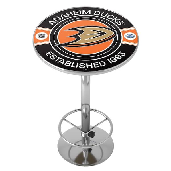 Unbranded Anaheim Ducks Patch 27 in. Chrome Round Table Top with Adjustable Foot Rest