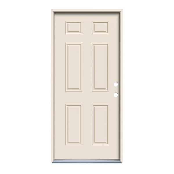 JELD-WEN 30 in. x 80 in. 6-Panel Primed Steel Prehung Left-Hand Inswing Front Door
