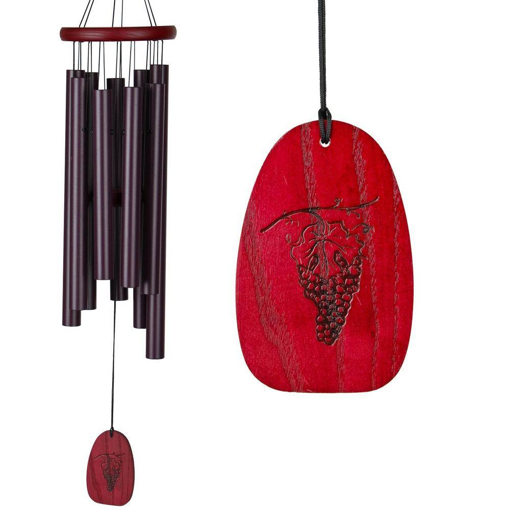 27" Burgundy and Purple Metal Wind Chime with Wooden Accents