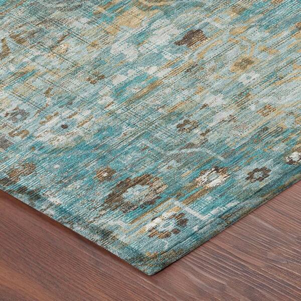 Chantille Machine Washable Indoor/Outdoor Abstract ACN2782 Teal 8 ft. x 10 ft. Area Rug