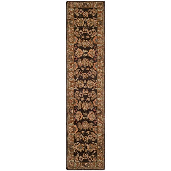 SAFAVIEH Anatolia Dark Brown/Gold 2 ft. x 10 ft. Border Runner Rug