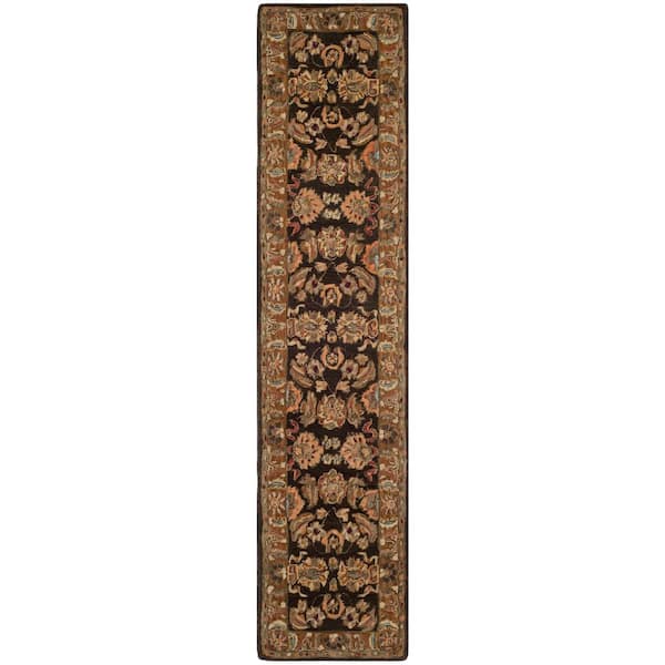 SAFAVIEH Anatolia Dark Brown/Gold 2 ft. x 12 ft. Border Runner Rug