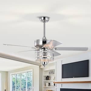 52 in. indoor Chrome Crystal Ceiling Fan with Light Kit and Reversible Motor