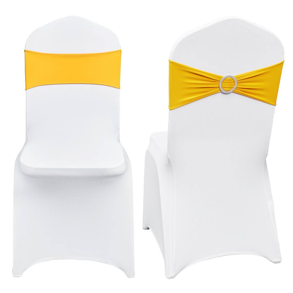 50 Set Stretch Spandex Folding Chair Covers with Chair Sashes Removable Washable Protective Slipcovers, Gold & White price history on PriceWatchPro