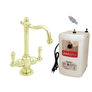 9 in. Victorian 2-Handle Hot and Cold Water Dispenser Faucet with Instant Heating Tank System, Polished Brass