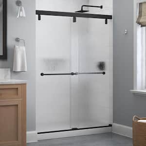 Lyndall 60 in. W x 71.5 in. H Mod Soft-Close Frameless Sliding Shower Door in Matte Black with 1/4 in. (6mm) Rain Glass