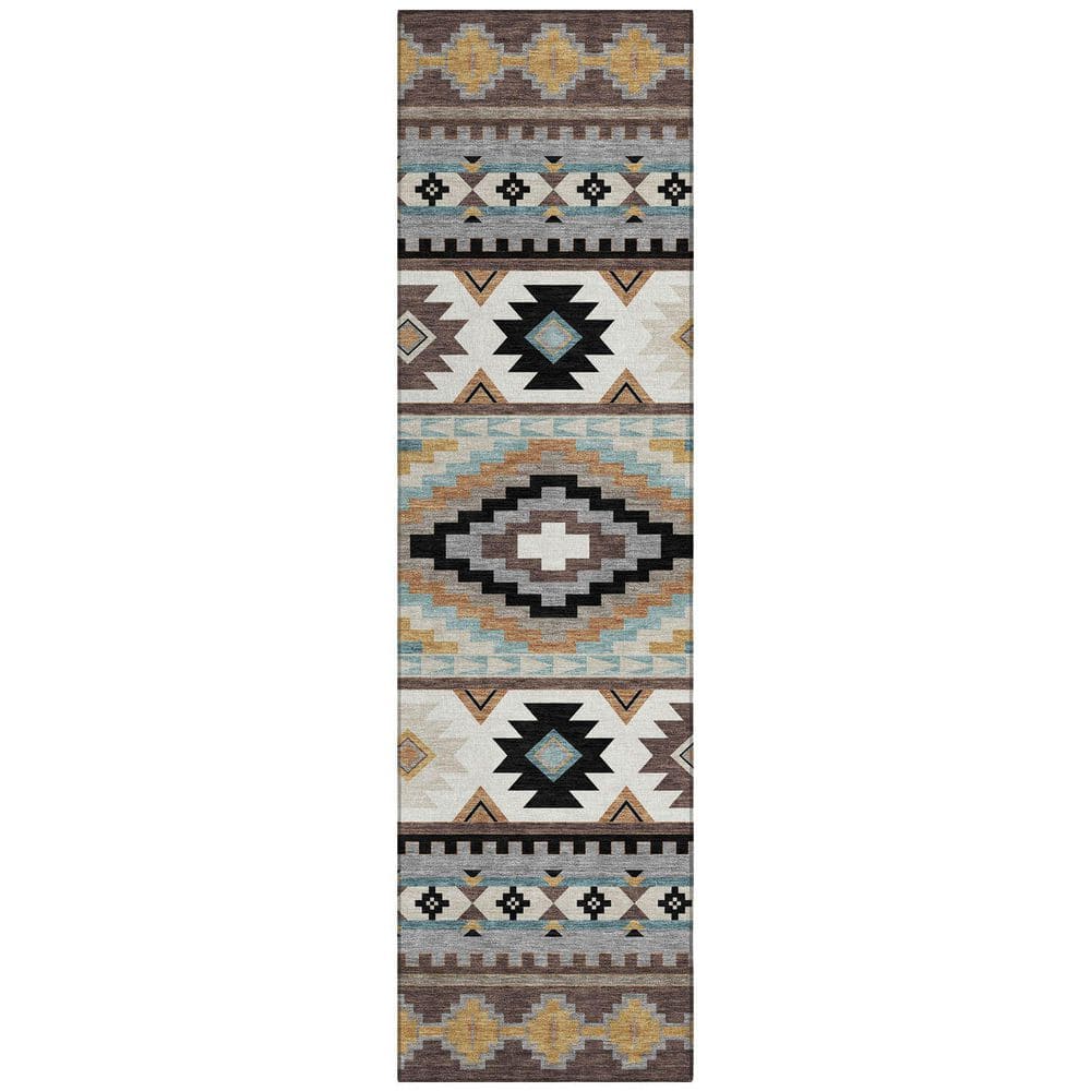 Chantille Machine Washable Indoor/Outdoor Abstract ACN2539 Chocolate 2 ft. x 7 ft. Runner Rug price history on PriceWatchPro
