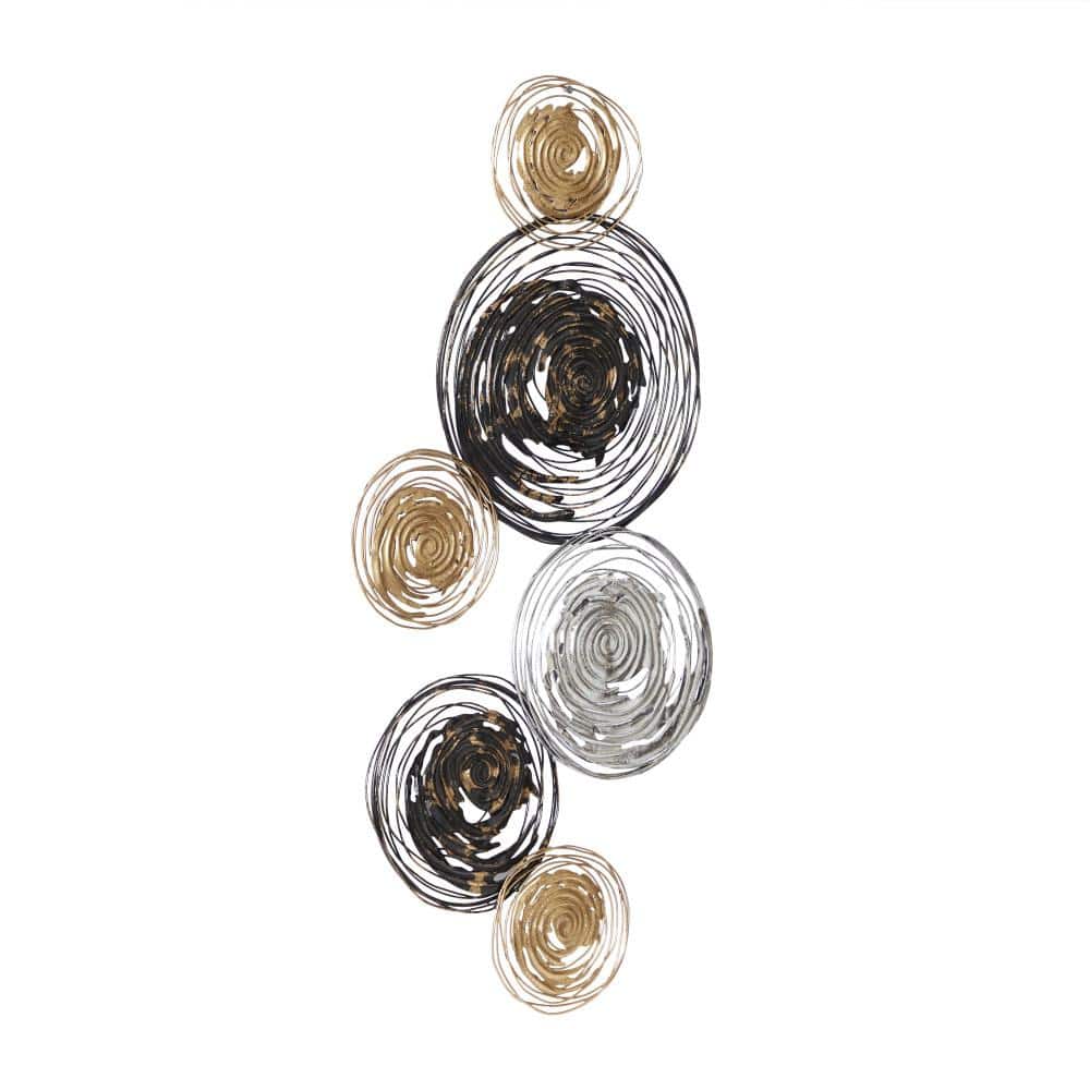 42" Gold and Silver Metal Spiral Wall Sculpture