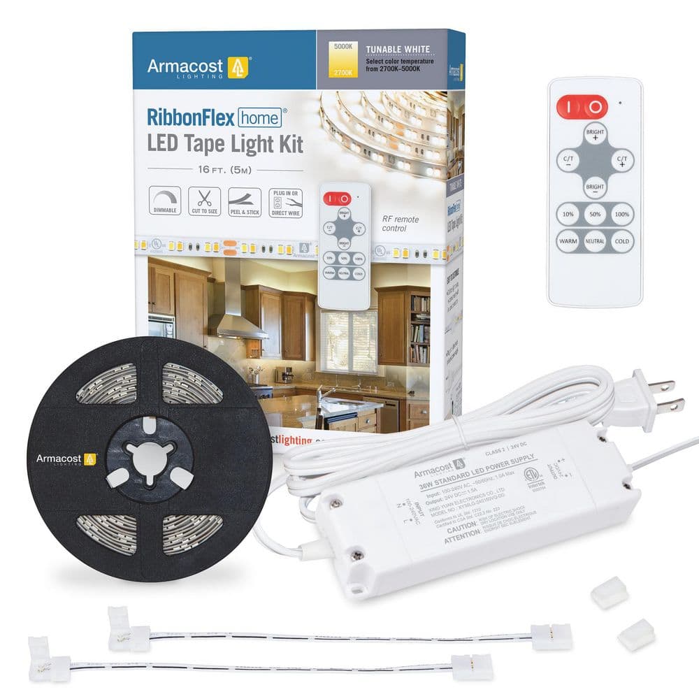 RibbonFlex Home 16 ft. Plug-in/Hardwire Integrated LED Tunable White Strip Light Kit with Remote price history on PriceWatchPro