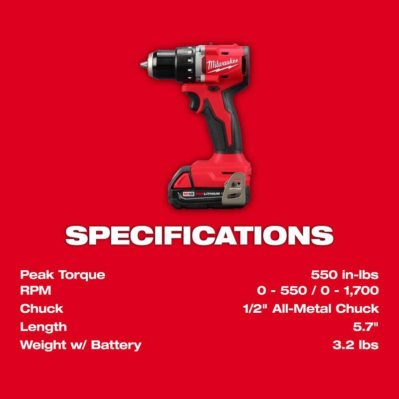 M18 18V Lithium-Ion Brushless Cordless Compact Drill/Impact Combo Kit with SHOCKWAVE Titanium Drill Bit Set