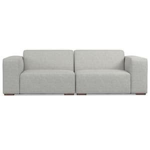 Rex 88 inch Straight Arm Tightly Woven Performance Fabric Rectangle 2 Seater Sofa in. Pale Grey