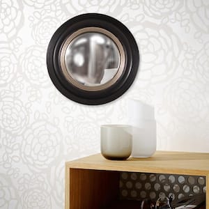 Small Round Black Matte Finish With A Silver Inset Art Deco Mirror (14 in. H x 14 in. W)