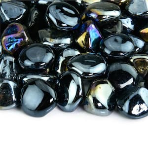 1 in. 10 lbs. Midnight Black Fire Glass Diamonds for Indoor and Outdoor Fire Pits or Fireplaces